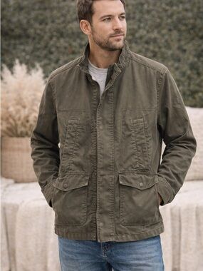 Converse Olive Green Utility Jacket Men’s Medium Field Coat Zip Snap Pockets